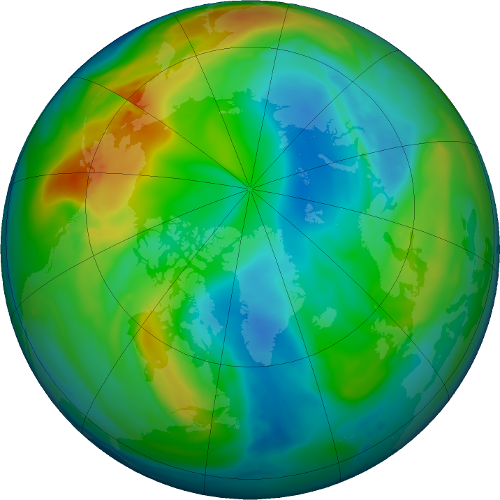 Arctic ozone map for 29 November 2023